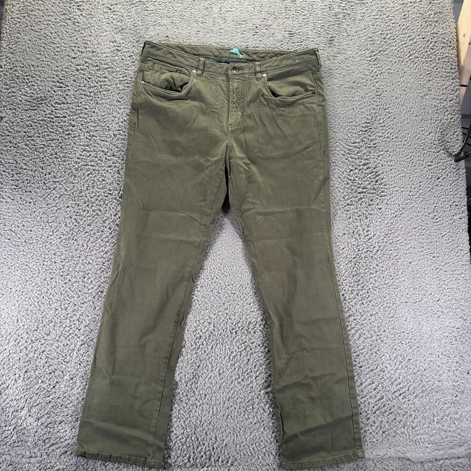 Tommy Bahama Pant Mens 36x32 Green Cotton Khakis Straight Beach Resort Stretch